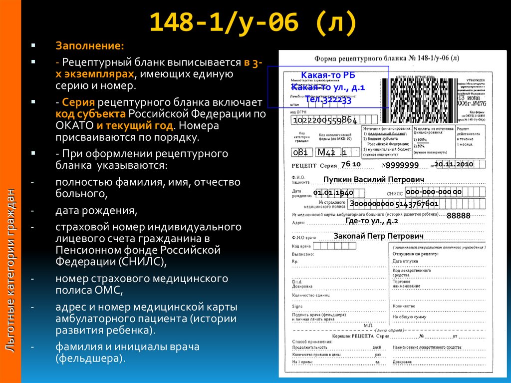 Купить рецепт по форме 148/у